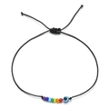 Bracciale nero intrecciato a mano con perle arcobaleno e ciondolo occhio del male - Stile Occhio Blu (YWSL008)