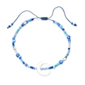 Böhmisches blaues Perlenarmband mit Halbmond Anhänger und Silberrohr Akzenten - Blauer Halbmondanhänger Stil (XN403-2)
