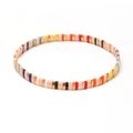 Rainbow Tila bead stretch bracelet with bohemian colorful porcelain tiles and gold accents - Multicolor Rainbow Style (SL2126)