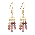 Retro beach style gold drop earrings with multi-colored faceted stone beads - Colorful