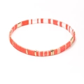 Bohemian Tila bead elastic bracelet with pink, orange, and gold metallic rectangle beads - Pink Orange White Style (SL2128)