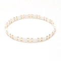 Bohemian Tila bead bracelet featuring white enamel tiles and gold spacers - Minimalist White Gold Style (SL2141)