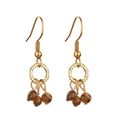 Orecchini pendenti boho con perline occhio di tigre marrone e ganci a bambù dorati - Perline Marrone Scuro Occhio di Tigre (XN508-7)