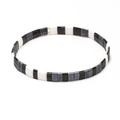 Bohemian Tila bead bracelet in minimalist black white and marble grey pattern - Black White Gray Marble (SL2206)