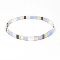 Bohemian Tila bead stretch bracelet with purple, yellow, and blue tiles in a glossy finish - Purple Yellow White Blue Pink (SL2207)