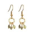 Orecchini a cerchio dorati con pietre verdi in stile vintage bohémien da donna - Perline Venate Grigio-Verde Chiaro (XN508-10)