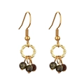 Orecchini pendenti vintage in oro con perle di marmo e cerchi effetto bambù - Perline Rosso Scuro e Verde Marmo (XN429-11)
