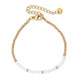 Bracciale dell'amicizia minimalista con perline dorate e pietre bianche opache regolabile - Bianco