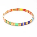 Rainbow enamel tila bead bracelet with golden spacers in bohemian elastic style - Rainbow With Gold Spacer (SL2213)