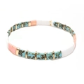 Bohemian Tila bead bracelet with turquoise, white, and orange-pink rectangular beads - Turquoise White Pink Gold (SL2215)