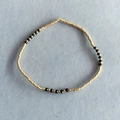 Elegant gold beaded bracelet featuring black faceted spinel stones in a minimal loop - Gold Micro Beads with Three Black Faceted Beads Style (XN515-3)