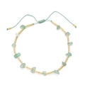 Adjustable green natural stone and gold bead cord bracelet with slide knot closure - Handmade Green Stone Style (XN419-2)