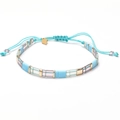 Morandi blue and pink Tila bead bracelet with gold accents and adjustable cord - Light Blue and Pink (XN304-5)