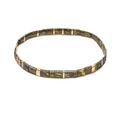 Bohemian Tila bead bracelet with yellow, grey, and brown marble pattern and gold accents - Yellow Gray Brown Marble (SL2222)