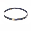 Bohemian Tila bead stretch bracelet with blue marble patterns and gold metal accents - Blue Gold Peacock Green (SL2223)