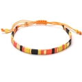 Bohemian Tila bead bracelet with black, yellow and orange tile beads and woven cord - Orange and Yellow (XN304-7)