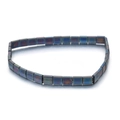 Iridescent deep blue square Tila beads bracelet with metallic finish for stacking - Iridescent Deep Blue Style (XN514-4)