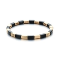 Detalle de la pulsera de esmalte negro y oro con cuentas rectangulares de aleación - Estilo Negro y Oro (XN535-1)