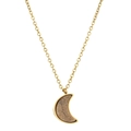 Detailed view of crescent moon pendant featuring brown crystal druzy on gold chain - Brown Moon Style (SL1632)