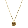 Detail of gold necklace featuring a square natural druzy crystal pendant on a link chain - Brown Square Style (SL1637)