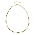 Close-up of golden necklace with black beads and star pendants featuring lobster clasp - Gold Black Beads Star Necklace (XN052-1 Necklace)