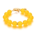 Pulsera de cuentas de piedra amarilla con cierre de mosquetón dorado y cadena ajustable - Amarillo