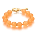 Pulsera ajustable de cuentas de ágata naranja con cadena de extensión dorada fina - Naranja