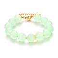 Pulsera de cuentas de piedra verde claro con cierre de langosta dorado ajustable - Verde Pálido