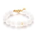 Elegante pulsera de cuentas con grandes piedras blancas y cierre de langosta dorado - Blanco