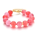Elegante pulsera de cuentas de ojo de gato rosas y rojas con cadena dorada ajustable - Rojo Y Rosa Degradado