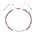 Detail eines rosa Kristallperlenarmbands mit gebogenem Silberrohr und verstellbarer Kordel - Rosa Stil (XN116-4)