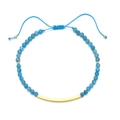 Detail von blauem Natursteinperlenarmband mit goldenem Kupferrohr und verstellbarer Kordel - Himmelblauer Stil (XN116-11)