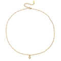 Detail van de gouden rvs ketting met roze kralen en een kristallen hanger - Gold Chain Pink Beads (XN0153-16)