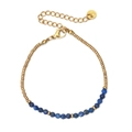 Minimalistische gouden kralenarmband met blauwe lapis lazuli edelstenen voor dames - Blauw