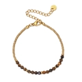 Minimalistische gouden kralenarmband met bruine facetgeslepen natuurstenen - Bruin