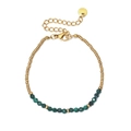 Bracciale minimalista con perline dorate e pietre sfaccettate verdi vintage - Verde