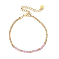 Bracciale dell'amicizia minimalista con perline dorate, pietre rosa e ciondolo Lucky - Rosa