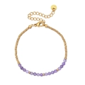 Bracciale dell'amicizia fatto a mano con perline dorate e pietre preziose viola - Viola