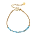 Bracciale fatto a mano in perle dorate con pietre sfaccettate celeste e chiusura - Celeste