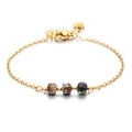 Bracciale in acciaio inossidabile dorato con pietre naturali quadrate e chiusura - Pietre a Consistenza Mista (SL545-13)