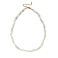 Detail view of the bohemian beaded necklace with milky white semi-precious stones and gold clasp - Gentle White Style (XN390-WHITE)