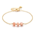 Delicato bracciale in acciaio dorato con tre pietre naturali rosa sfaccettate - Pietra Naturale Rosa Arancio (SL545-9)