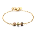 Bracciale minimalista in acciaio dorato con perline di pietra naturale verde e catena - Colore Unakite (SL545-10)