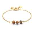 Bracciale in acciaio inossidabile dorato con tre pietre occhio di tigre sfaccettate - Colore Occhio di Tigre (SL545-12)