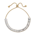 Elegant gold-plated tennis bolo bracelet with sparkling rectangular cubic zirconia stones - Gold Base with White Zirconia (XN546-G-white)