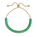 Adjustable 18K gold plated stainless steel tennis bracelet with green zircon stones - Gold Base with Green Zirconia (XN546-g-GREEN)