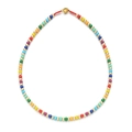 Handmade colorful beaded necklace with gold accents and a stylish golden ball clasp closure - Rainbow with Gold Spacers Style (SL509)