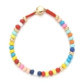 Charming multicolor beaded bracelet with vibrant ceramic beads and gold accents on white base - Colorful Mix (SL349)