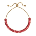 Elegant gold-plated tennis bracelet featuring vibrant rectangular red zircon stones - Gold Base with Red Zirconia (XN546-G-RED)