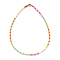 Colorful mix beaded necklace for women with vibrant dopamine shades and golden clasp - Pastel Multicolor Style (SL515)